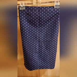 LOFT Navy Pencil Skirt with White Polka Dots
